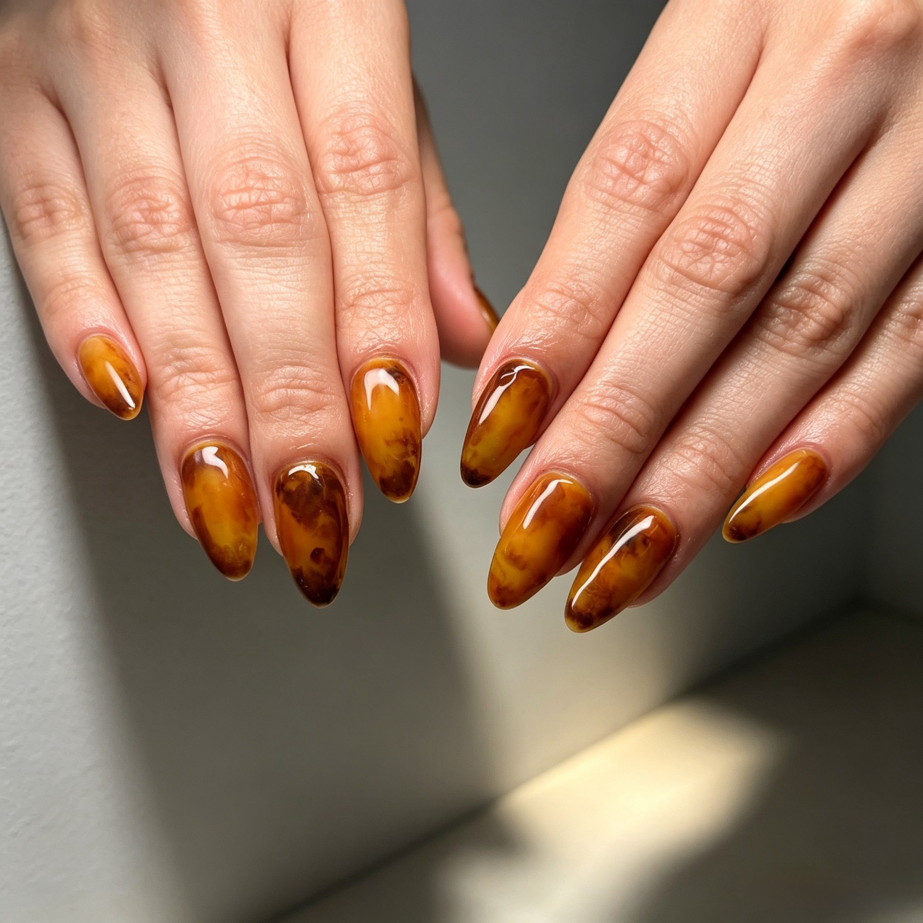Amber tortoiseshell nail art